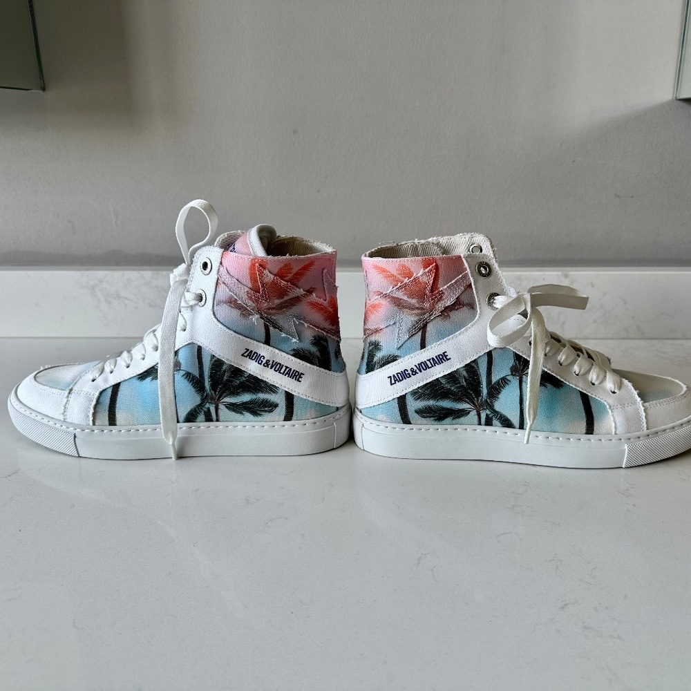 NIB | Zadig & Voltaire | 🌴 Women's High Flash Palm Tree Print High Top Sneakers - Picture 11 of 12